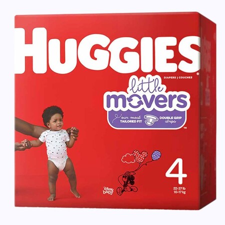 Huggies Little Movers Unisex Baby Diaper Size 4 Disposable Moderate Absorbency, 88PK 49679
